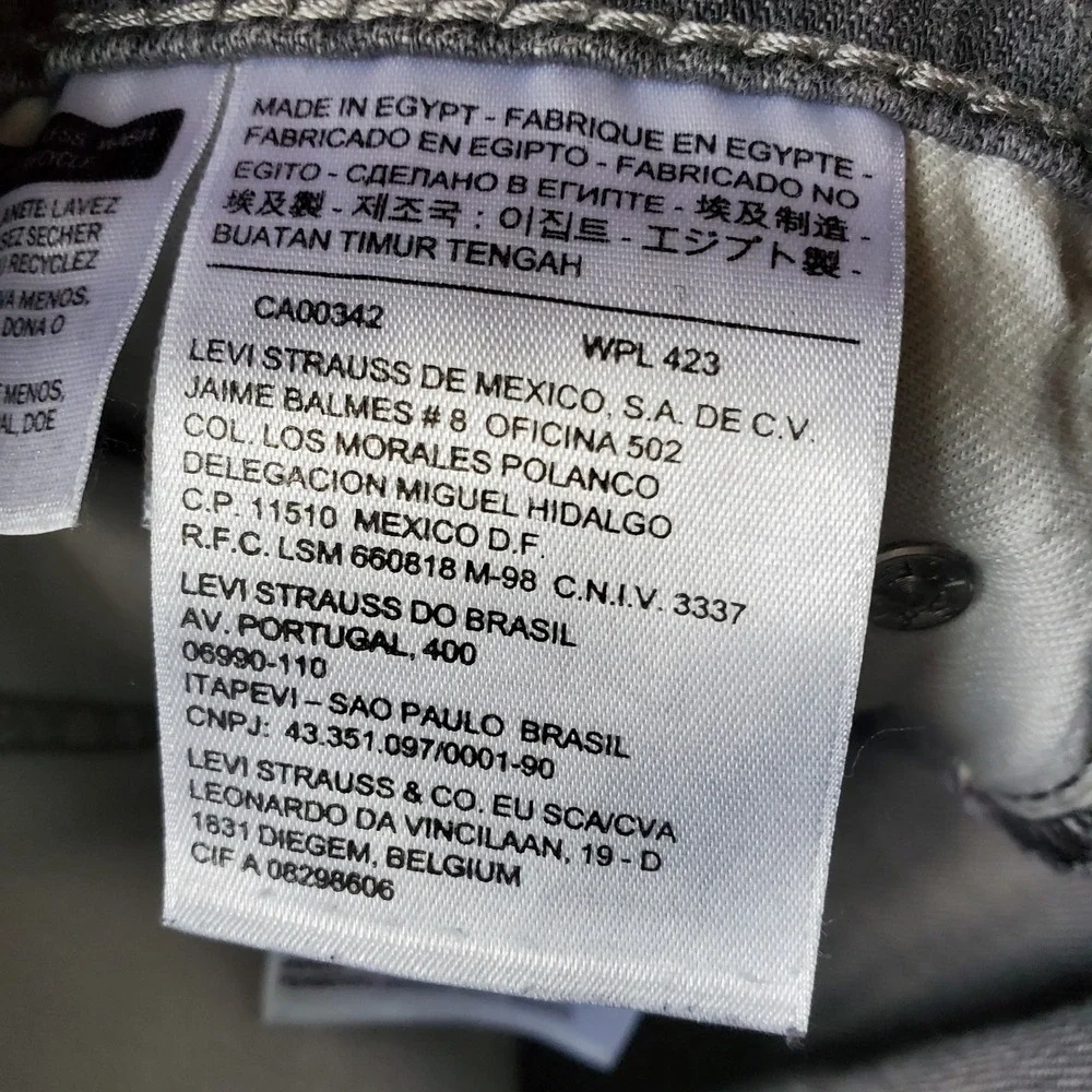 Levis 541 Jeans Mens 33x34 Grey Athletic Taper Stretch Denim Tapered Pants